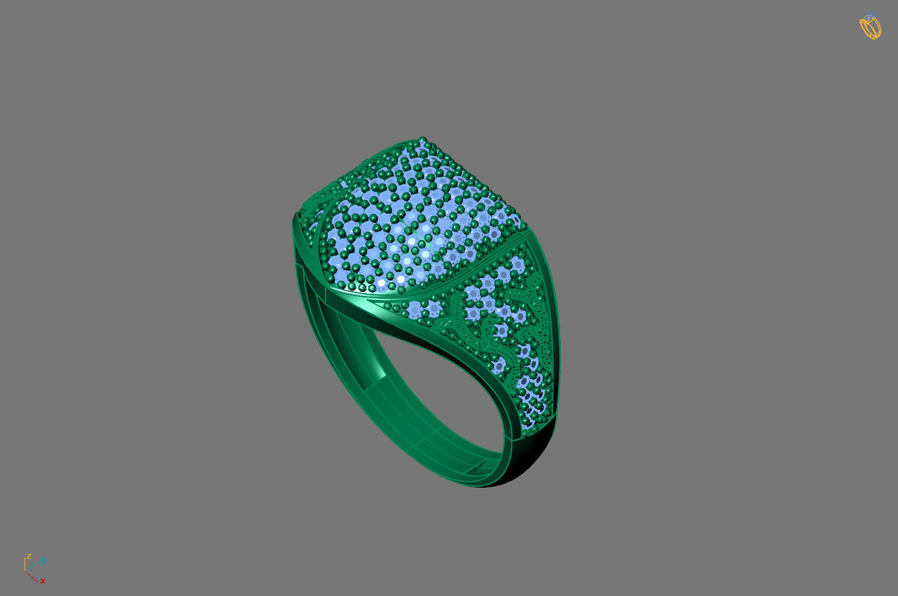 Gents Rings Diamond Men Ring STL 3DM 3D ready print model 3D print model_2
