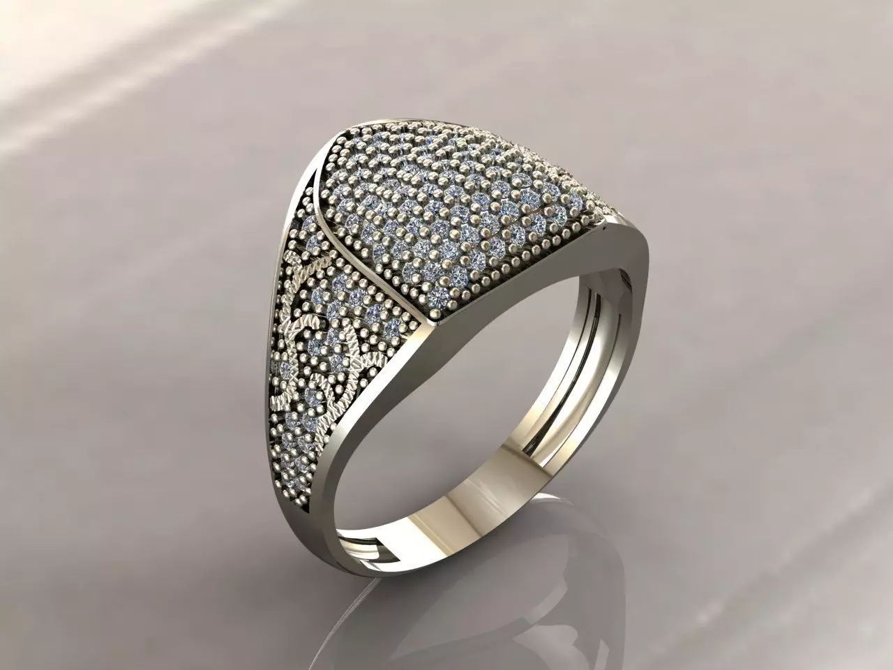 Gents Rings Diamond Men Ring STL 3DM 3D ready print model 3D print model_0