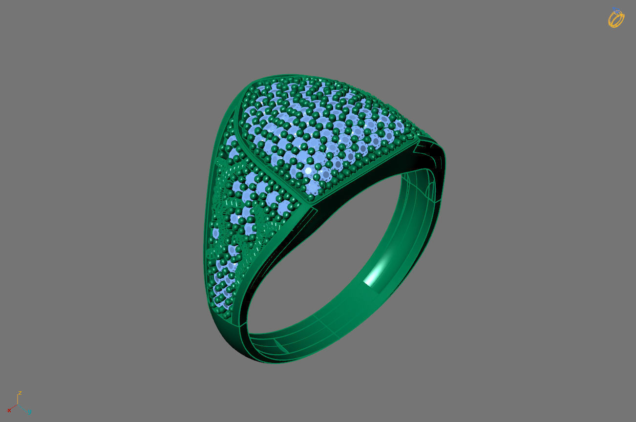 Gents Rings Diamond Men Ring STL 3DM 3D ready print model 3D print model_1