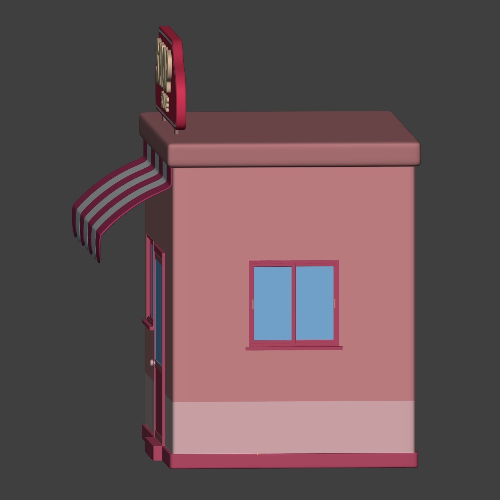 Cartoon Building - Shop - Market Low-poly 3D model_5