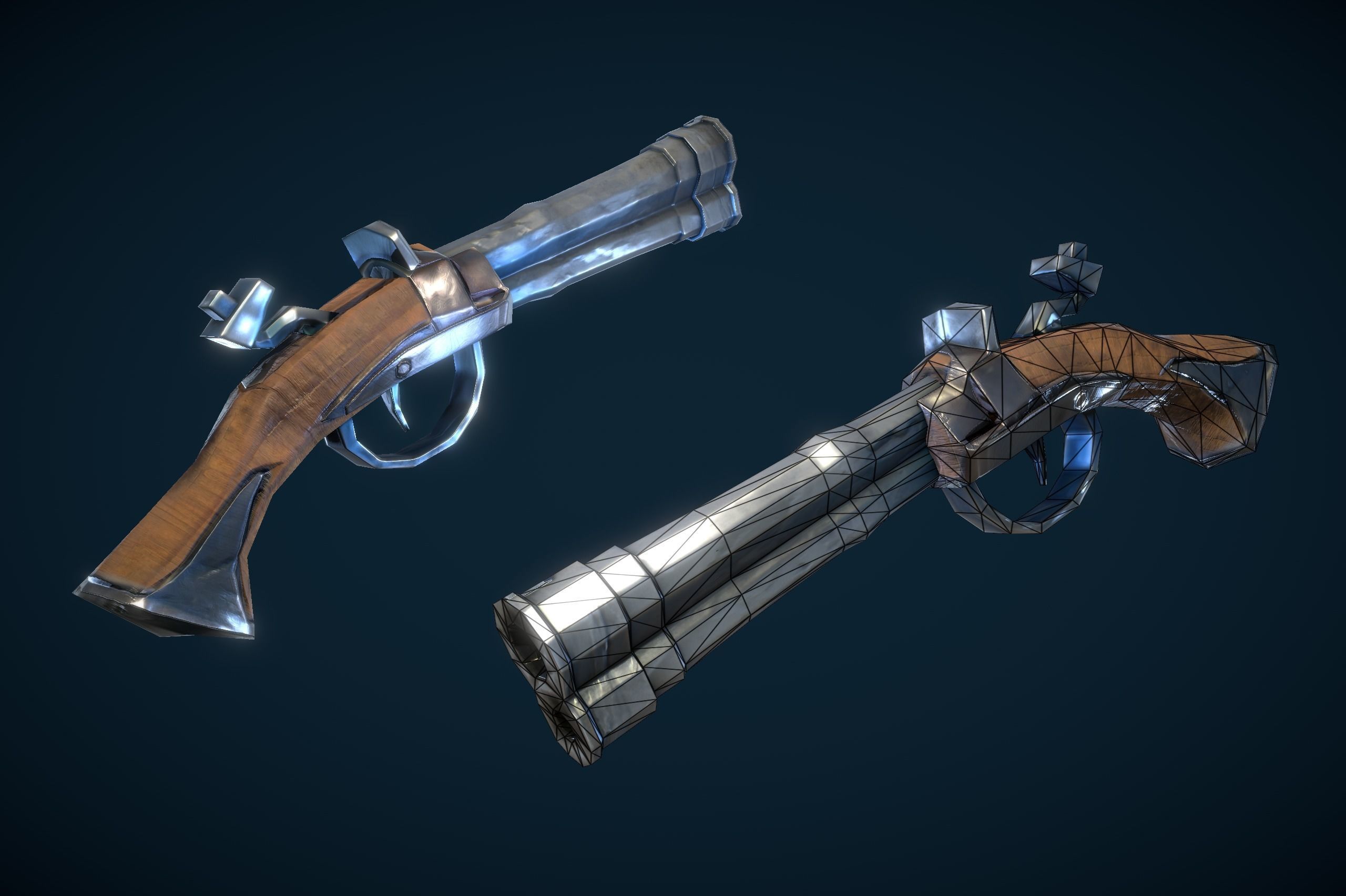 Stylized Skeleton Pirate Sailor Low-poly 3D model_8