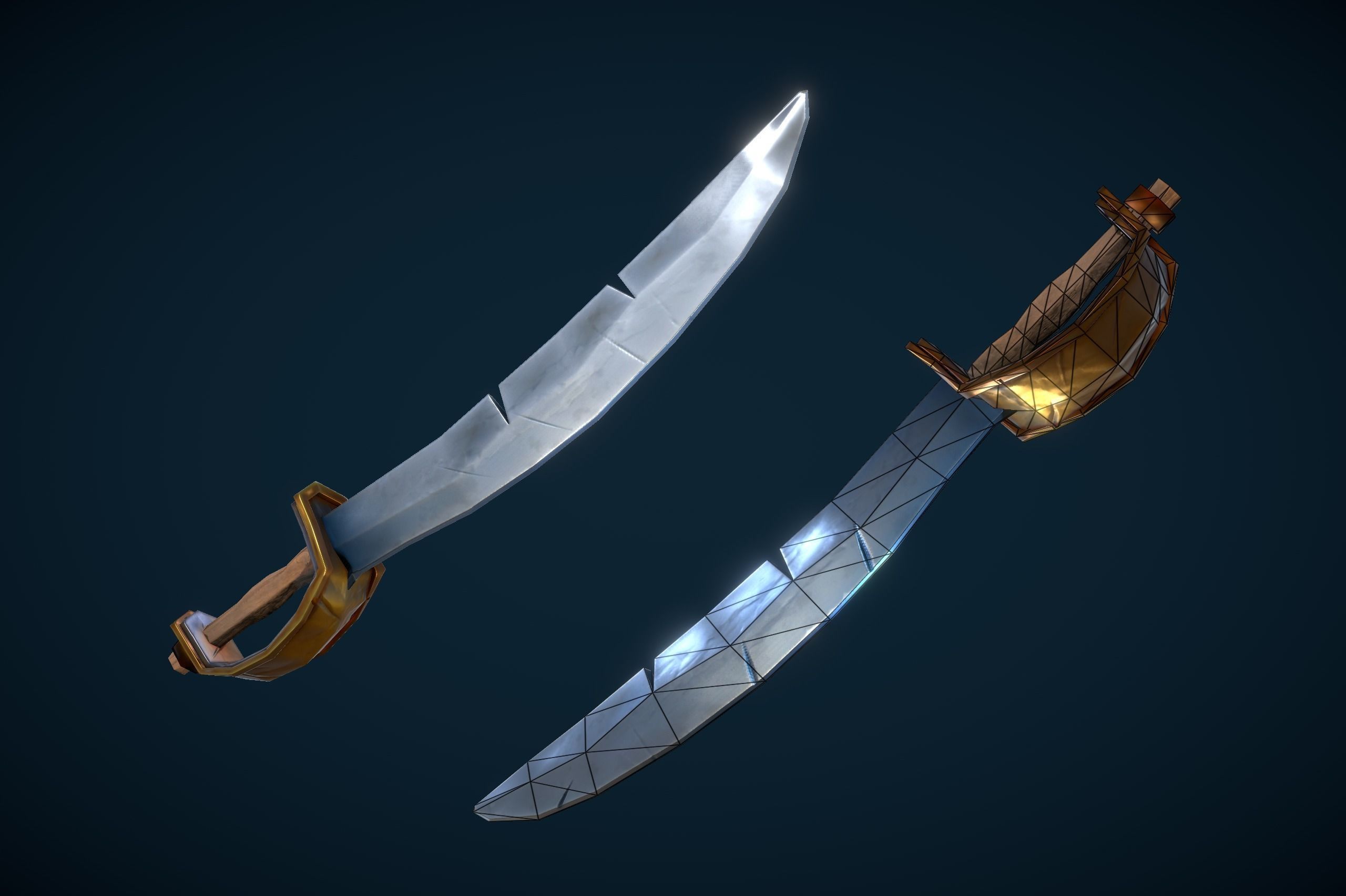 Stylized Skeleton Pirate Sailor Low-poly 3D model_7