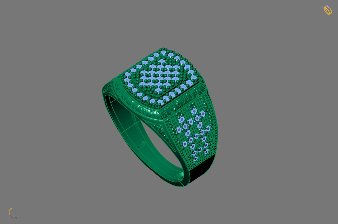Gents Rings Diamond Men Ring STL 3DM 3D ready print model 3D print model_2
