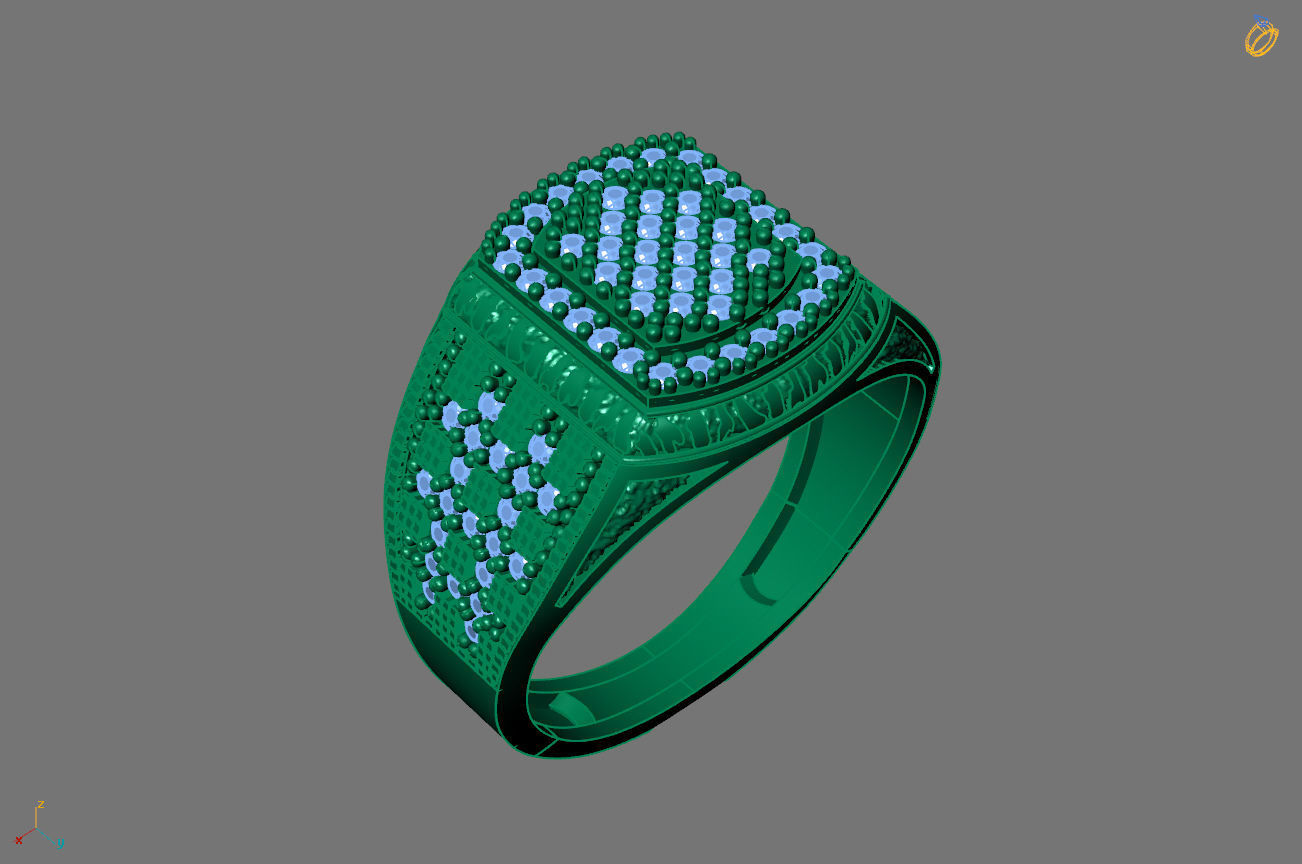 Gents Rings Diamond Men Ring STL 3DM 3D ready print model 3D print model_1