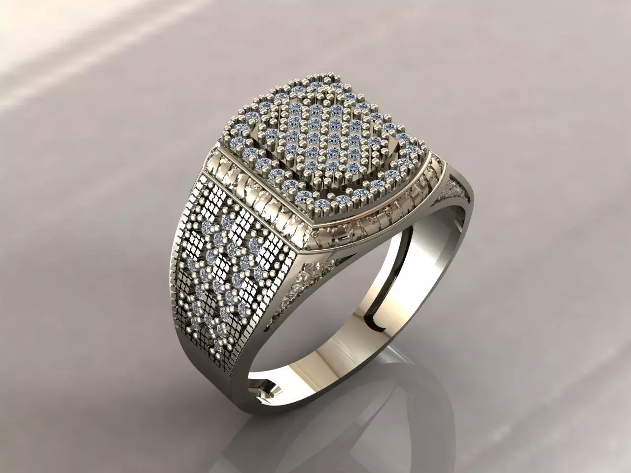Gents Rings Diamond Men Ring STL 3DM 3D ready print model 3D print model_0