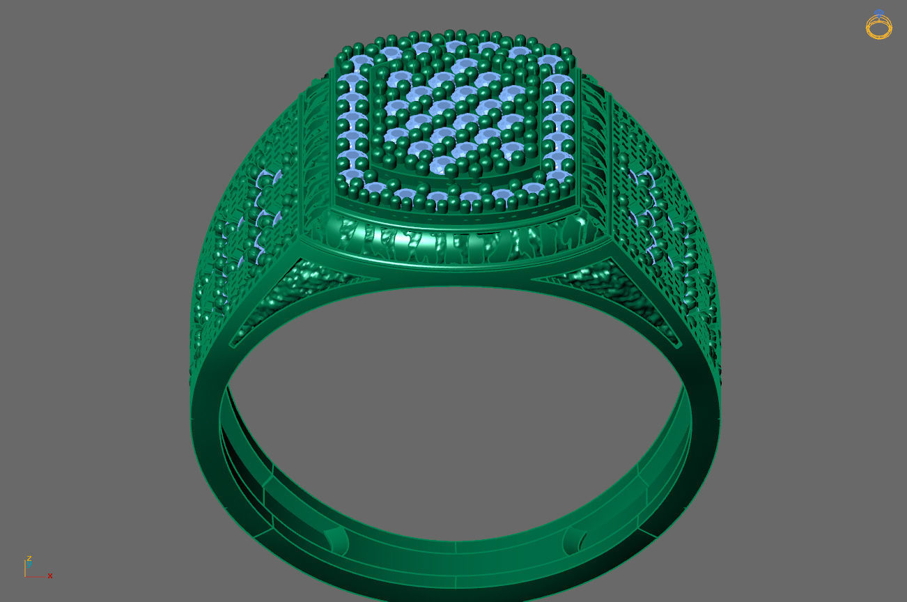 Gents Rings Diamond Men Ring STL 3DM 3D ready print model 3D print model_4