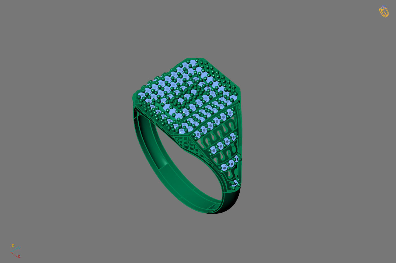 Gents Rings Diamond Men Ring STL 3DM 3D ready print model 3D print model_2