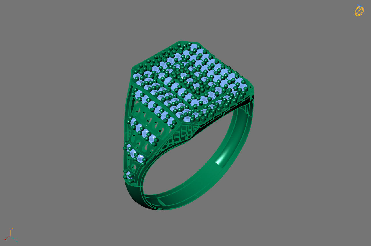 Gents Rings Diamond Men Ring STL 3DM 3D ready print model 3D print model_1