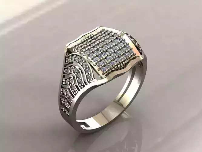 Gents Rings Diamond Men Ring STL 3DM 3D ready print model 3D print model