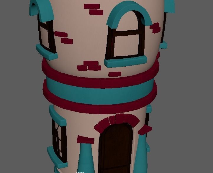 Cartoon Town House Building 3D Model Low-poly 3D model_2