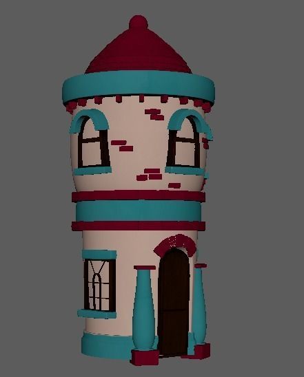 Cartoon Town House Building 3D Model Low-poly 3D model_15
