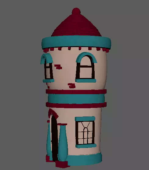 Cartoon Town House Building 3D Model Low-poly 3D model_0