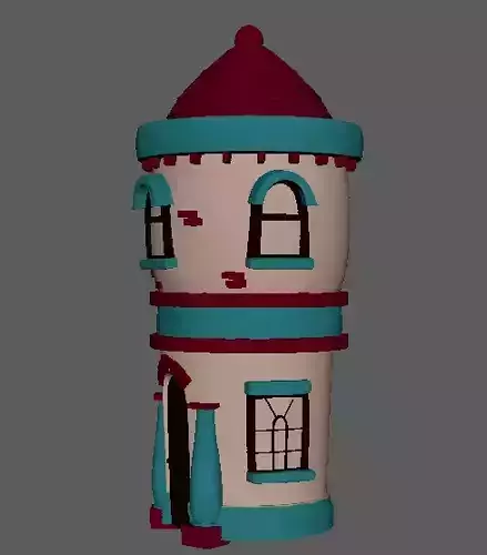 Cartoon Town House Building 3D Model