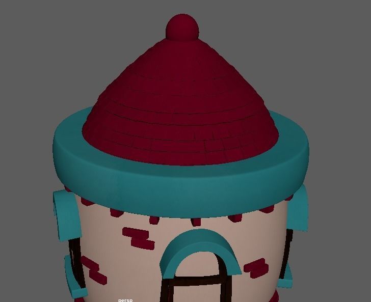 Cartoon Town House Building 3D Model Low-poly 3D model_4