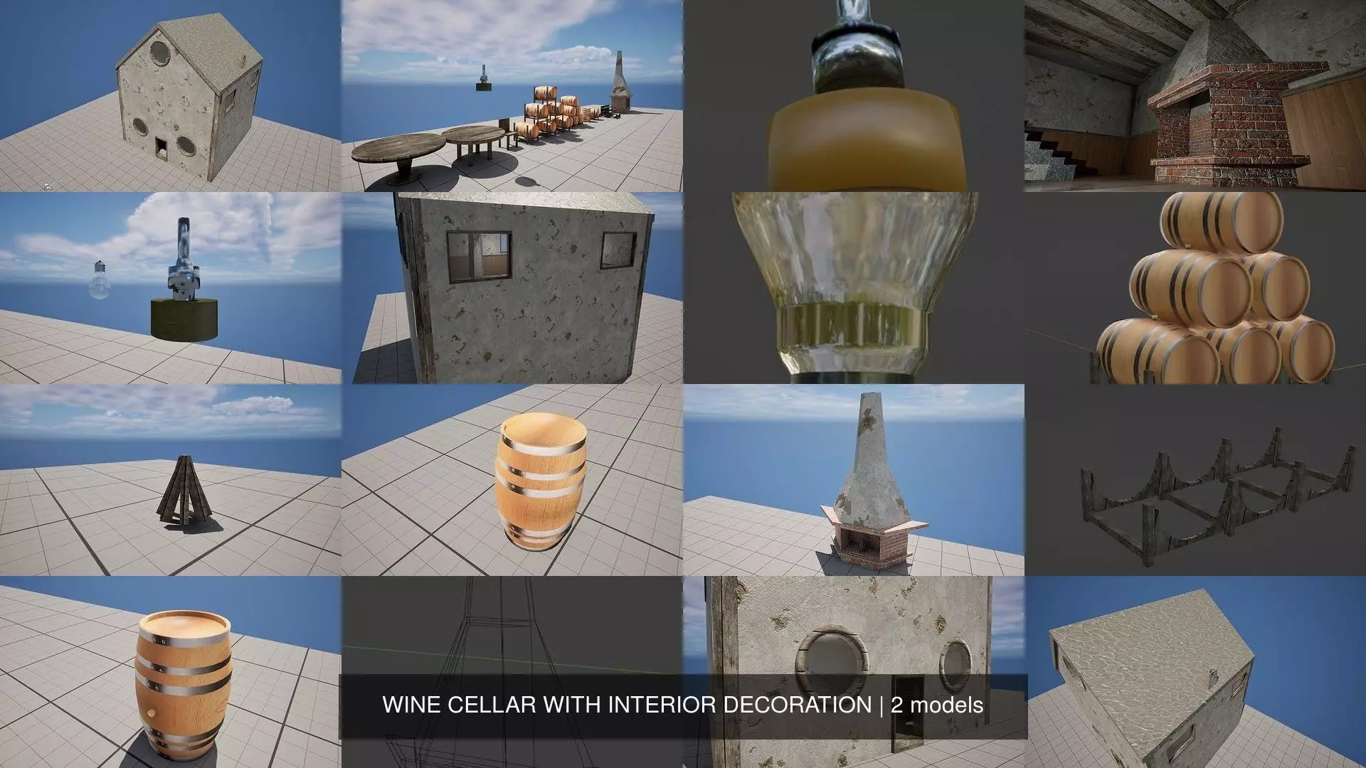 WINE CELLAR WITH INTERIOR DECORATION 3D Model Collection_0