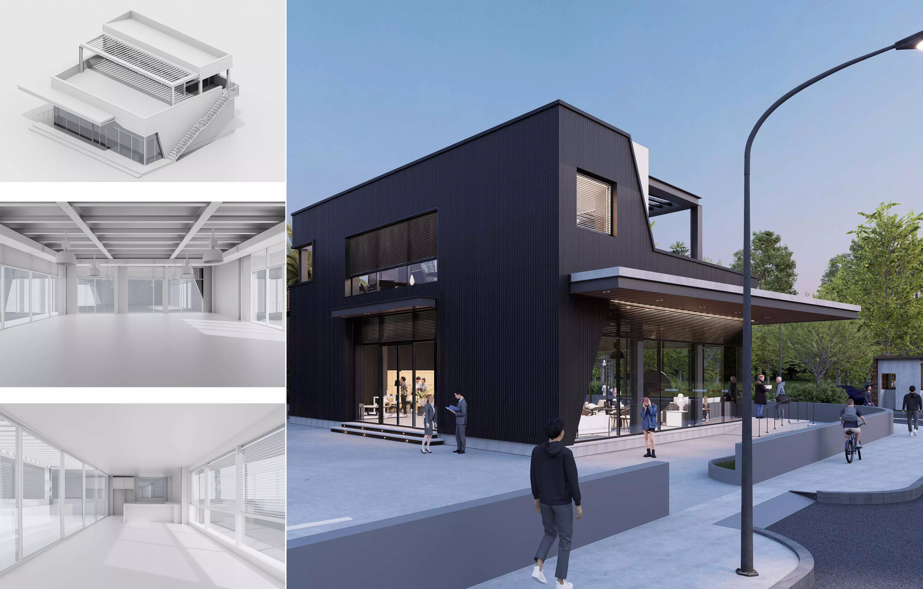 Warehouse Showroom with cafe 3D model