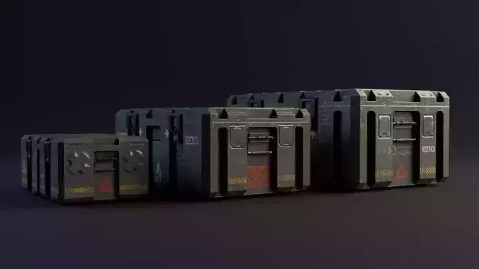 Military boxes GameReady Low-poly 3D model Military boxes GameReady Low-poly 3D model