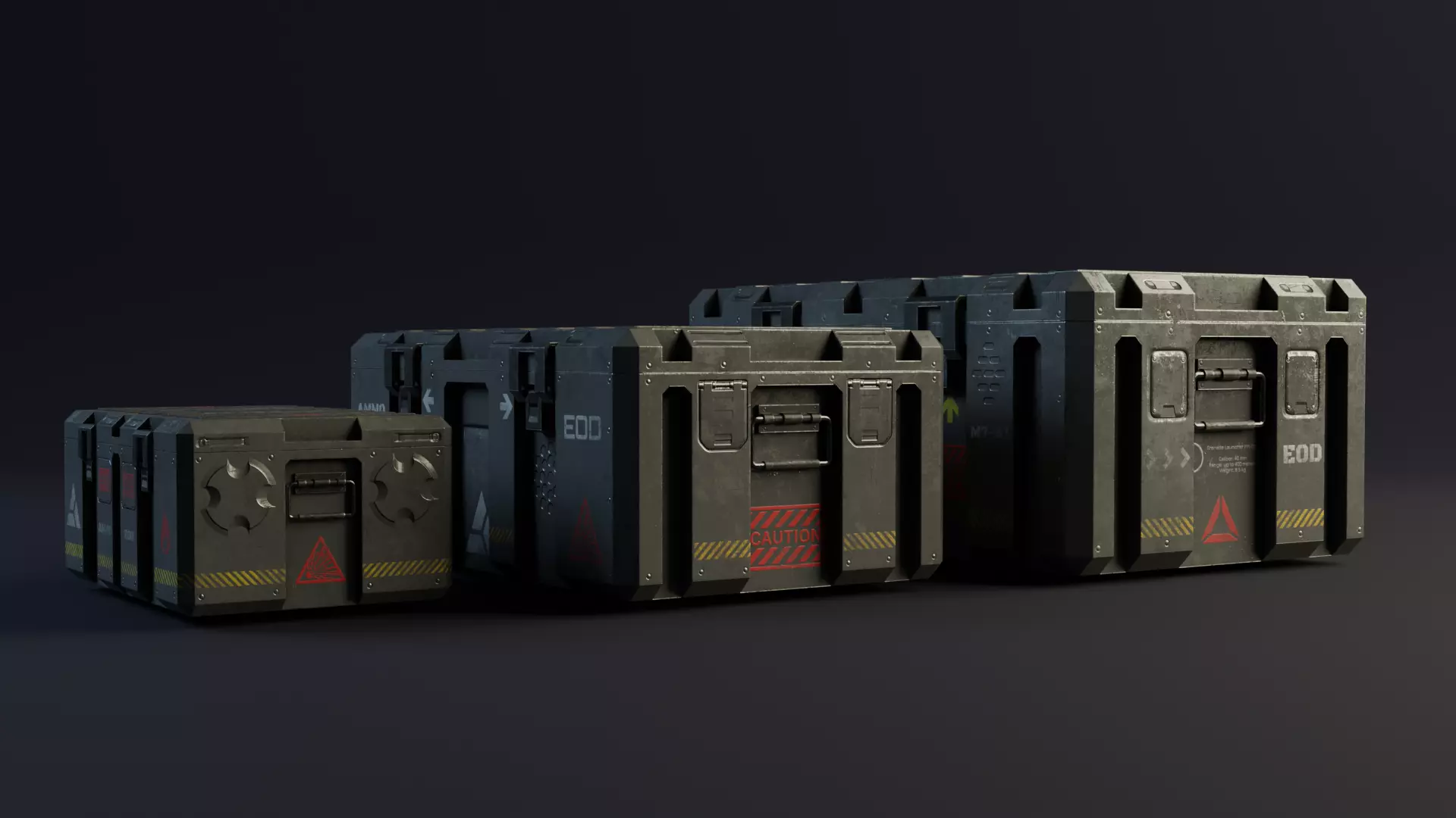 Military boxes GameReady Low-poly 3D model_0