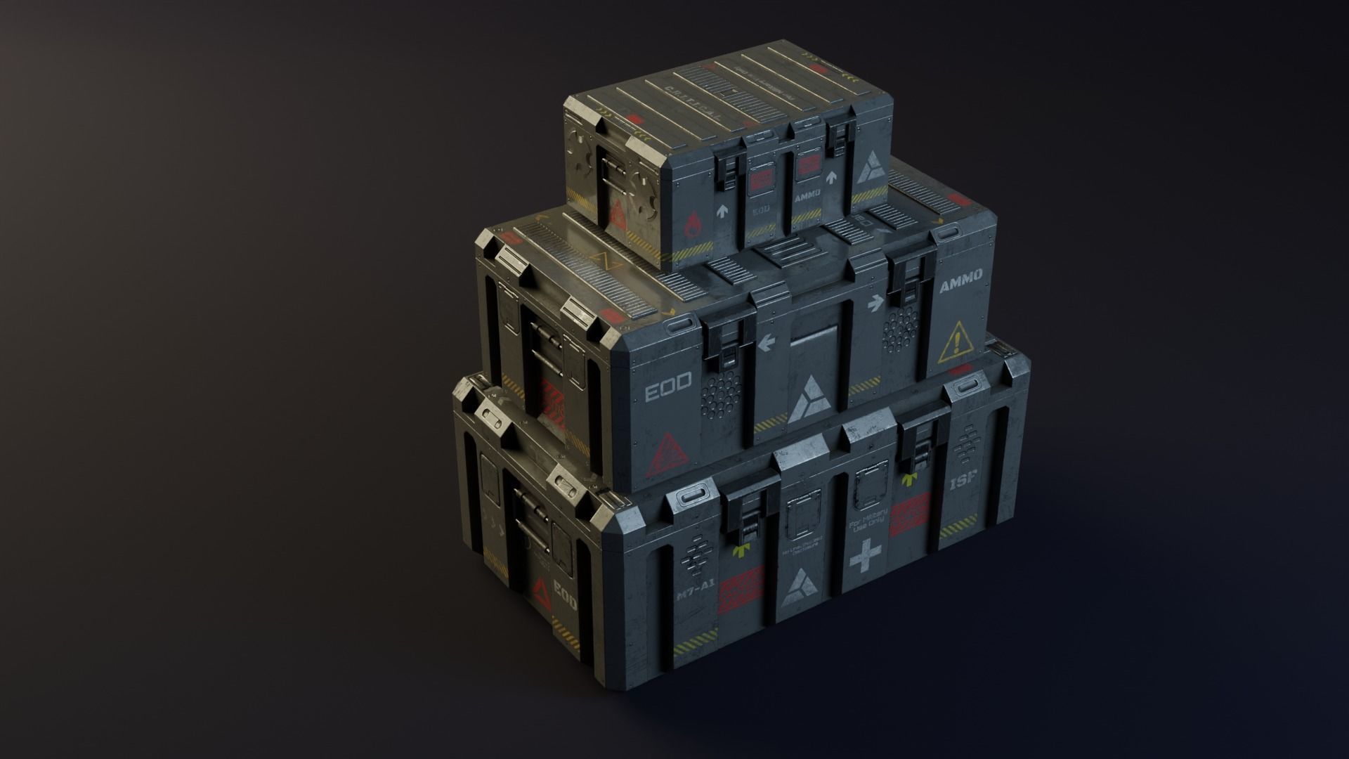 Military boxes GameReady Low-poly 3D model_3
