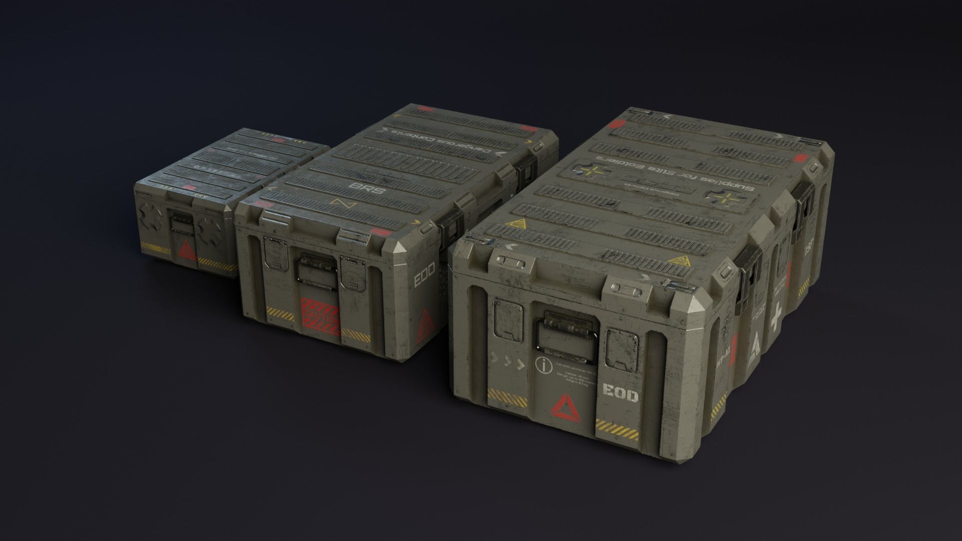 Military boxes GameReady Low-poly 3D model_1