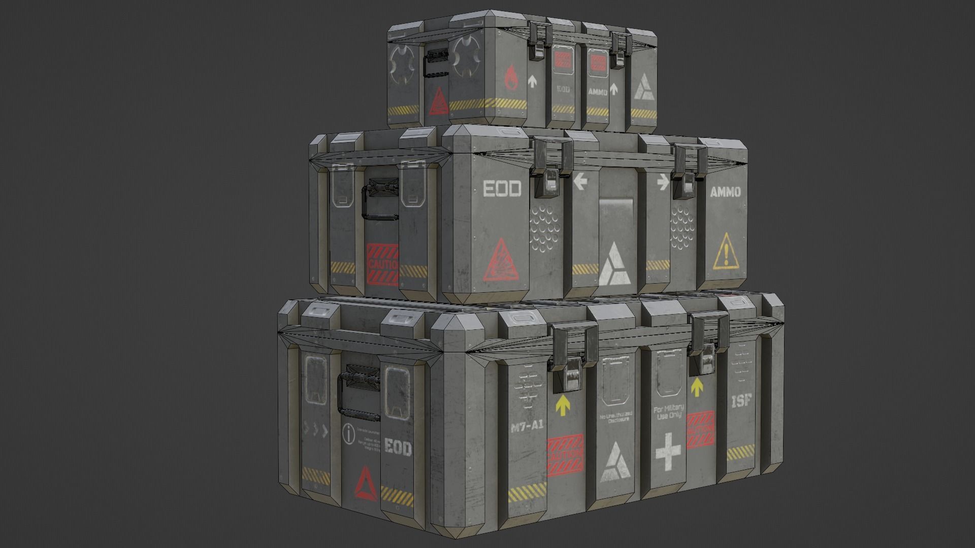 Military boxes GameReady Low-poly 3D model_4