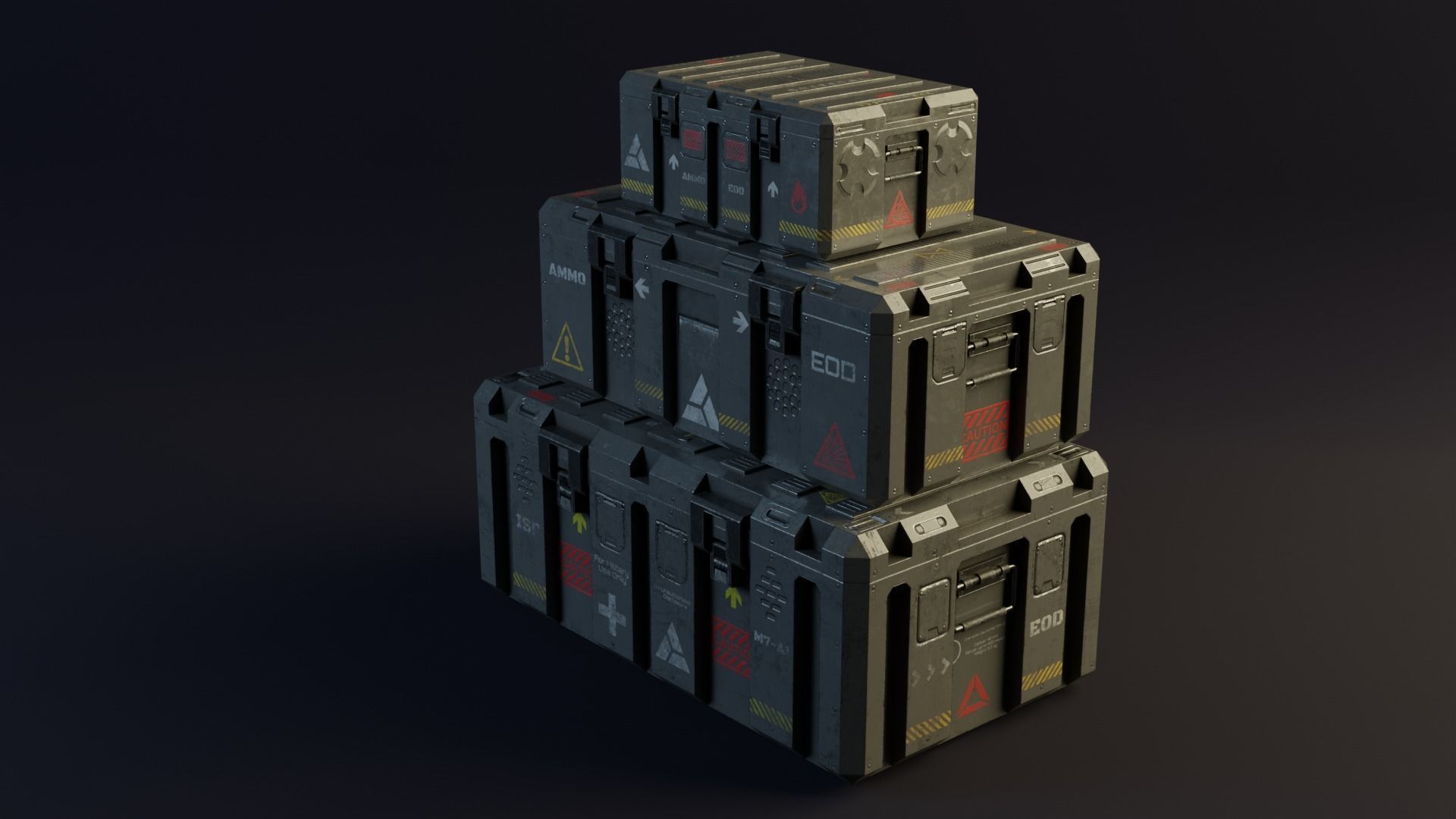Military boxes GameReady Low-poly 3D model_2