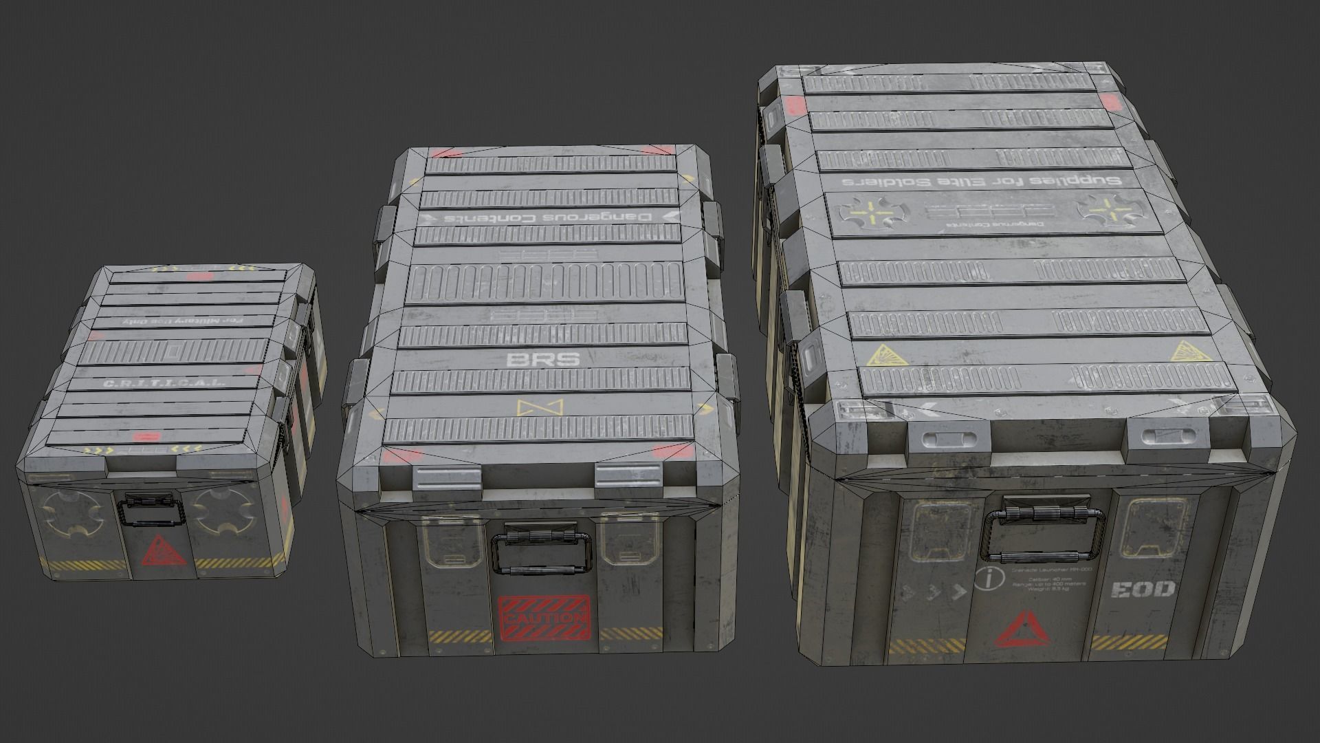 Military boxes GameReady Low-poly 3D model_5