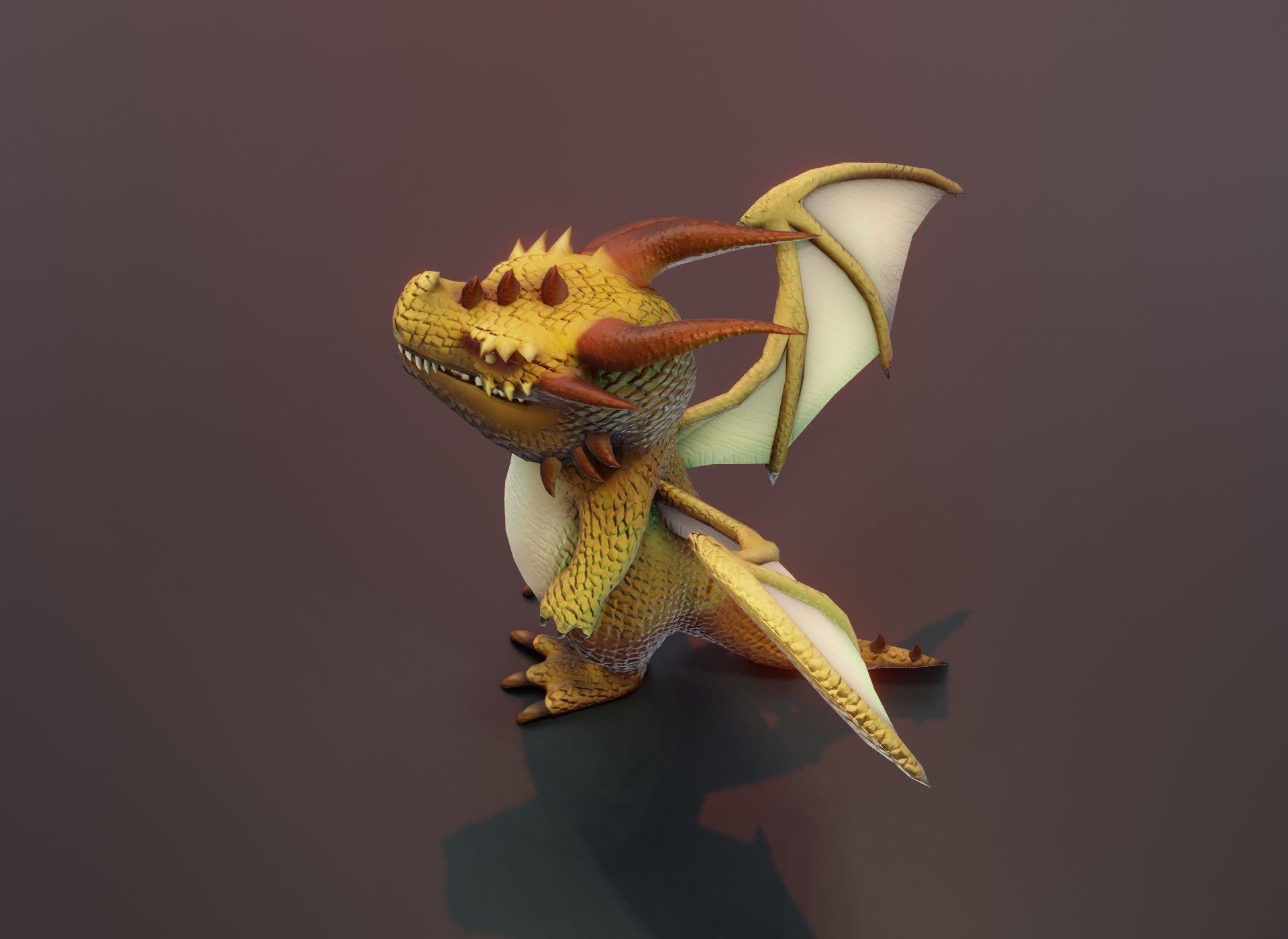 Cartoon Brown Dragon 3D Model Low-poly 3D model_15