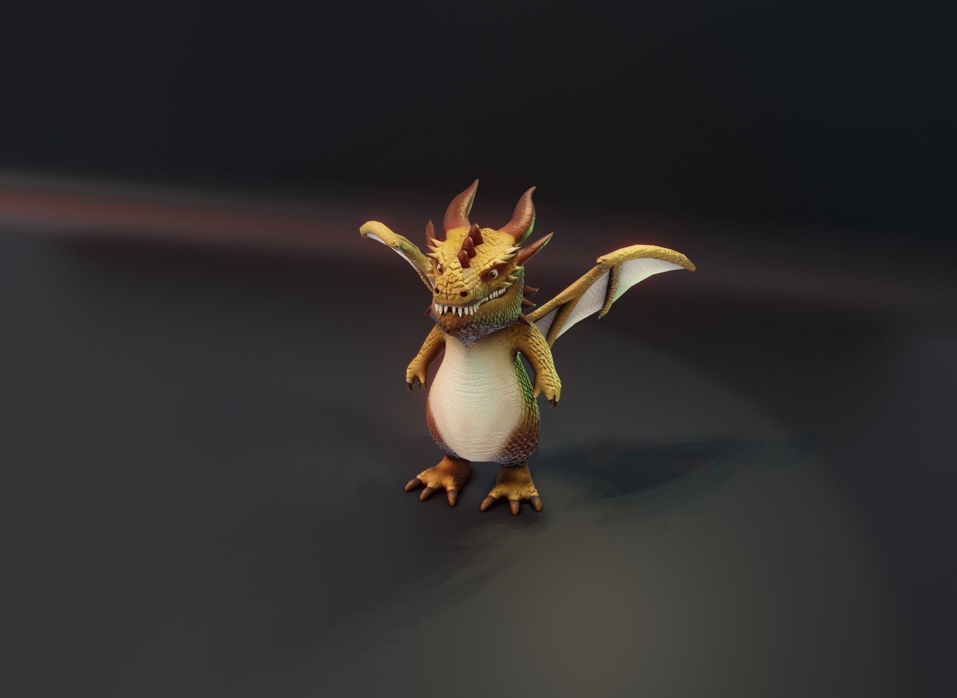 Cartoon Brown Dragon 3D Model Low-poly 3D model_8