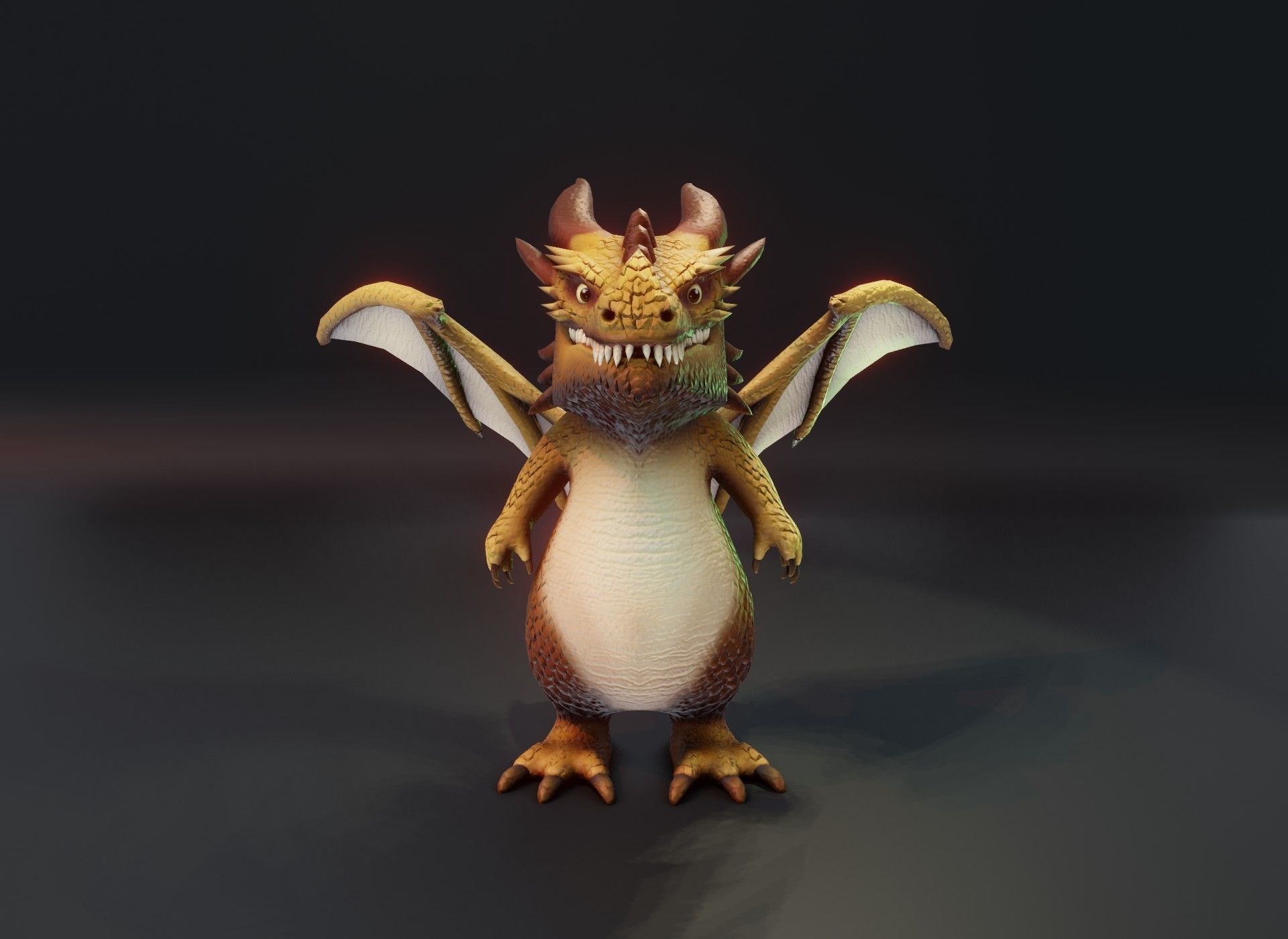 Cartoon Brown Dragon 3D Model Low-poly 3D model_17