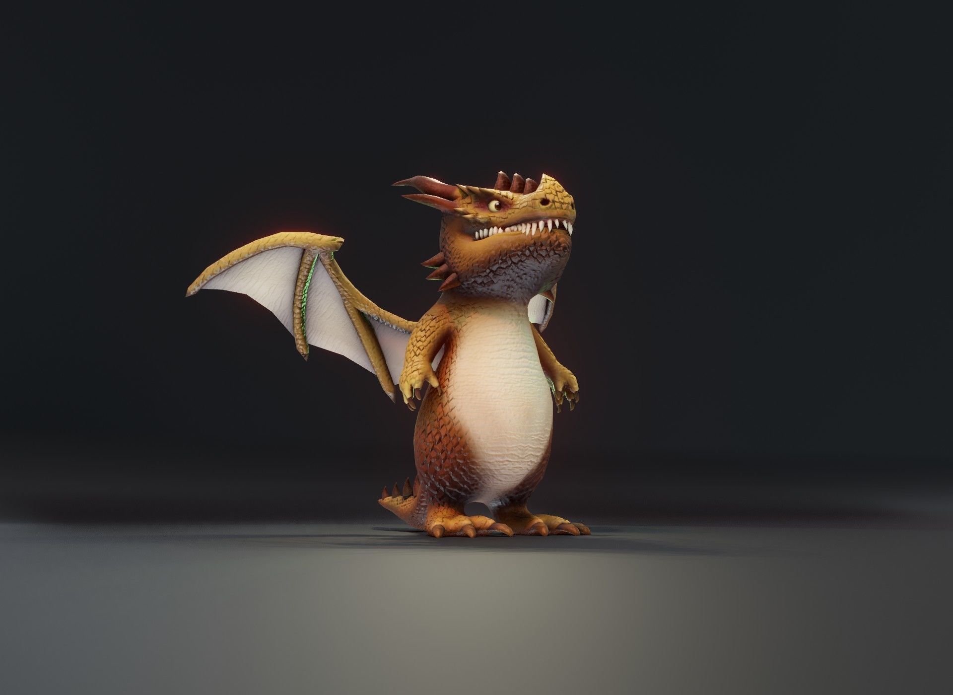 Cartoon Brown Dragon 3D Model Low-poly 3D model_11