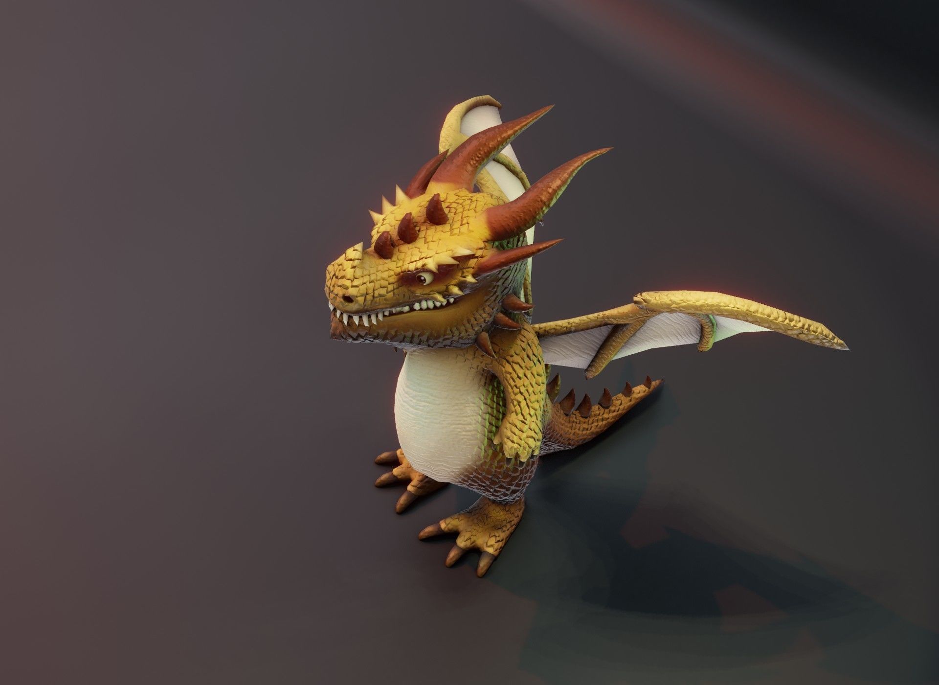 Cartoon Brown Dragon 3D Model Low-poly 3D model_7