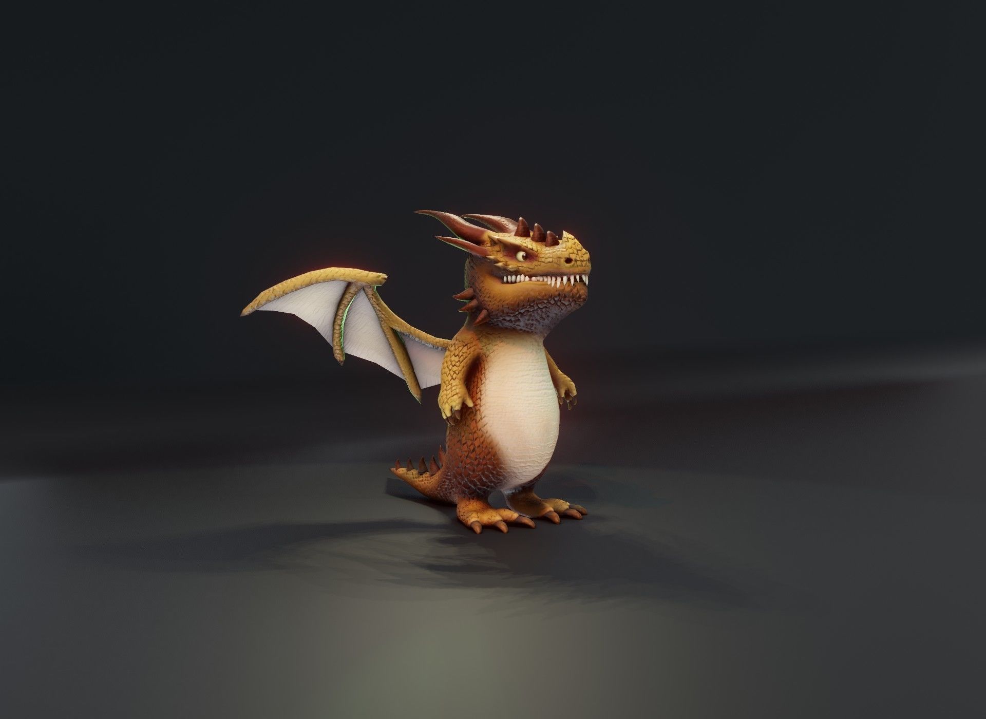 Cartoon Brown Dragon 3D Model Low-poly 3D model_14