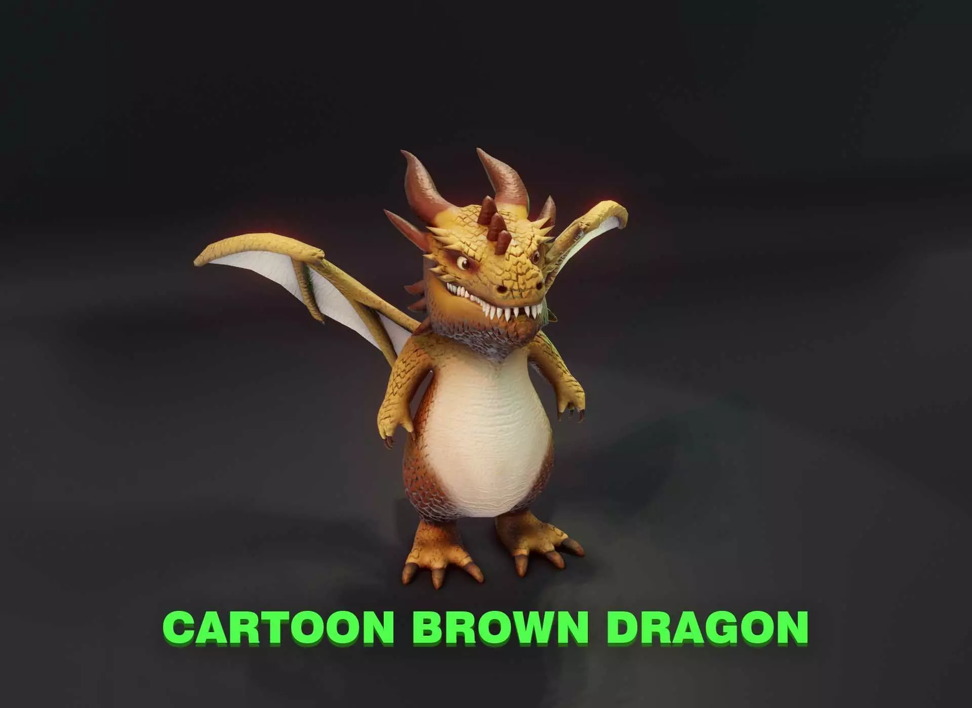 Cartoon Brown Dragon 3D Model Low-poly 3D model_0