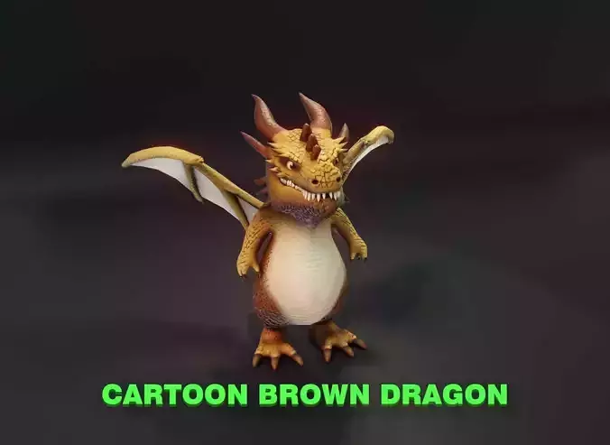 Cartoon Brown Dragon 3D Model