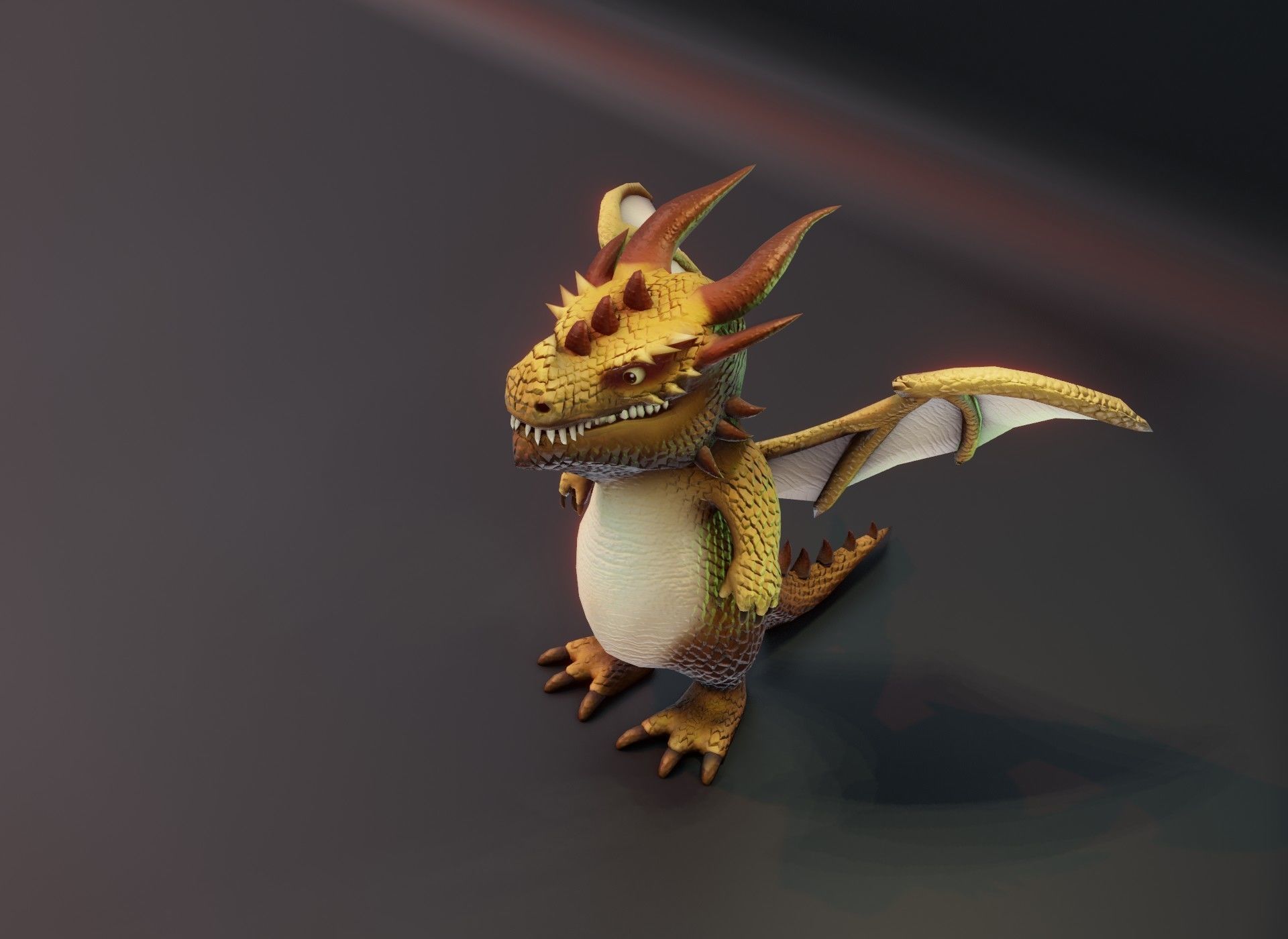 Cartoon Brown Dragon 3D Model Low-poly 3D model_4