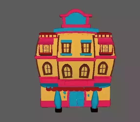 Cartoon Town House Building 3D Model Low-poly 3D model