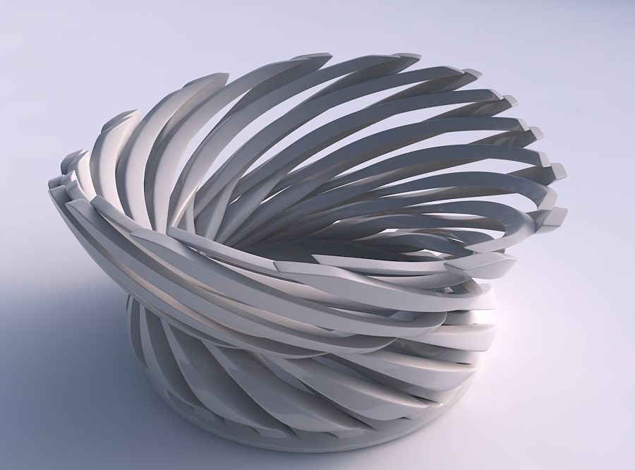 Bowl with twisted sharp muscle structure twisted and streched... 3D print model_0