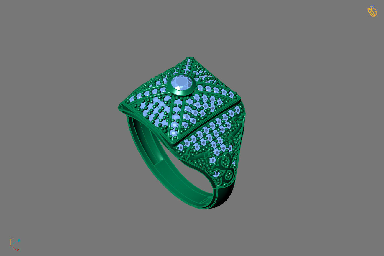 Gents Rings Diamond Men Ring STL 3DM 3D ready print model 3D print model_2
