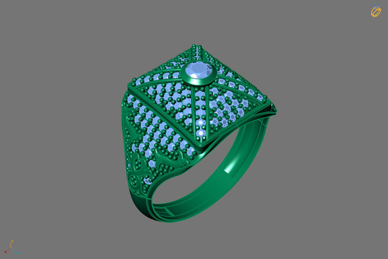 Gents Rings Diamond Men Ring STL 3DM 3D ready print model 3D print model_1