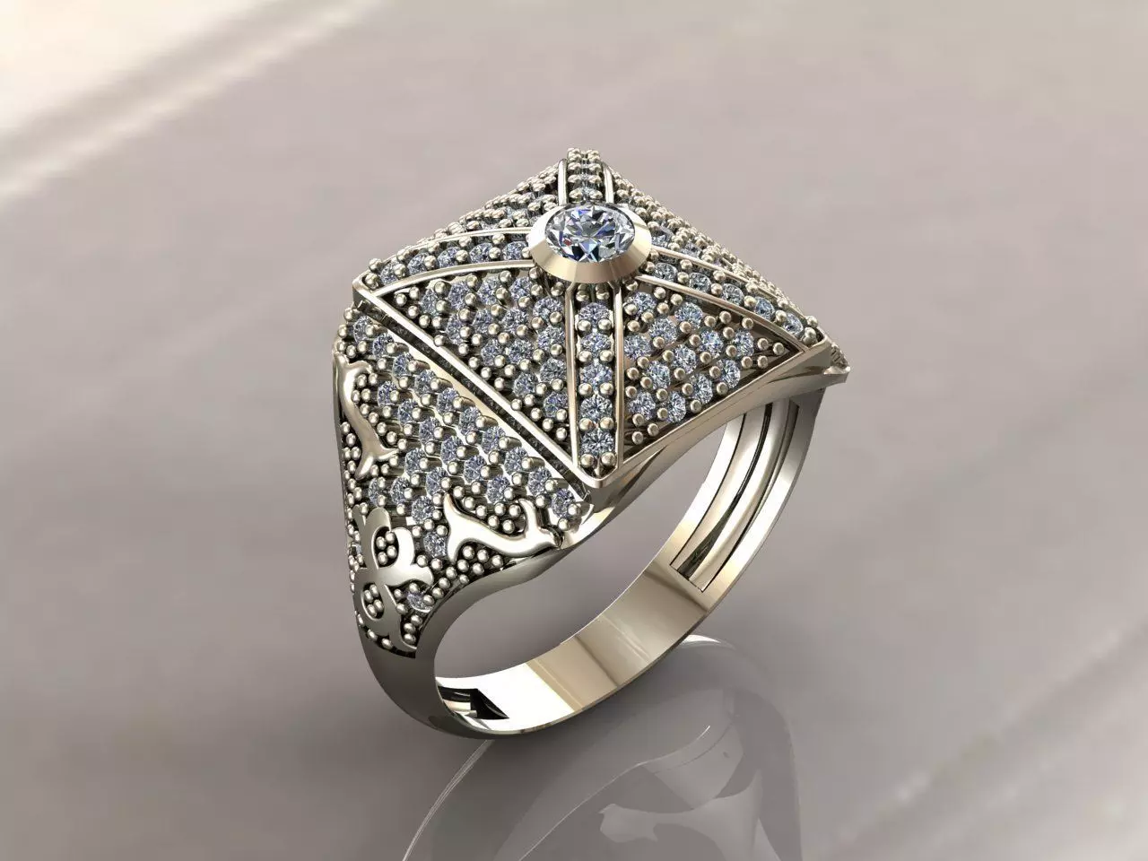 Gents Rings Diamond Men Ring STL 3DM 3D ready print model 3D print model_0