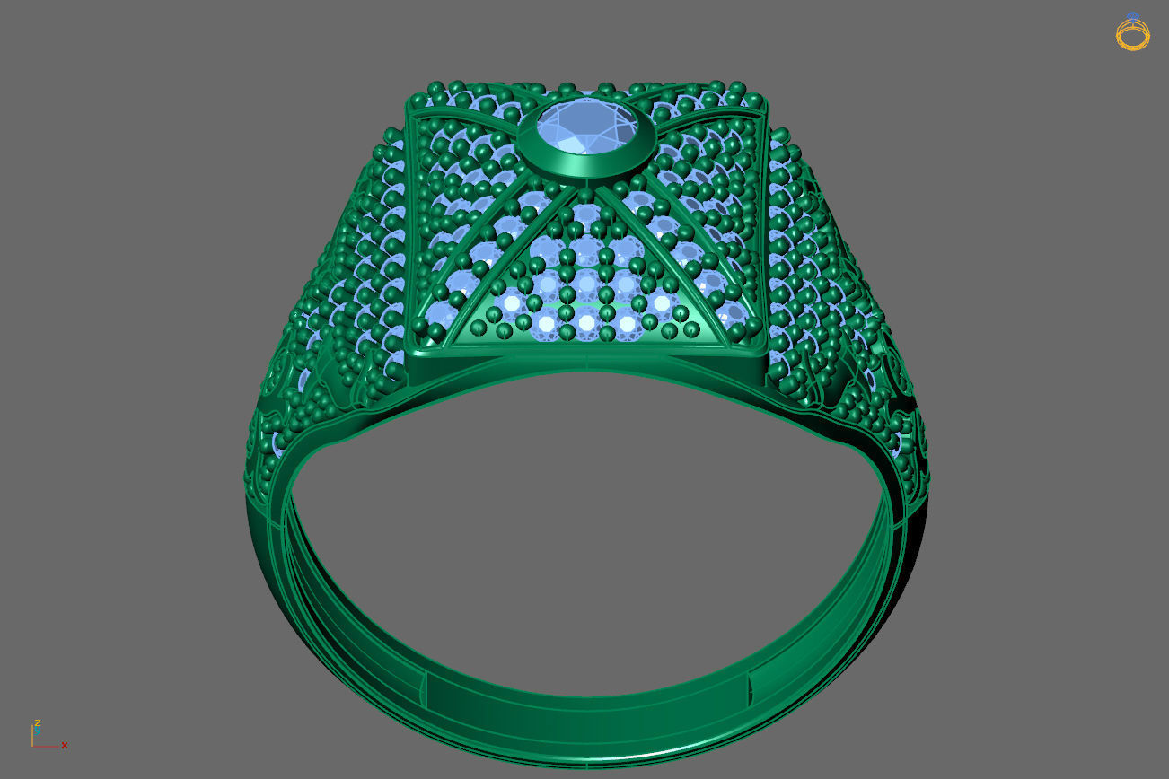 Gents Rings Diamond Men Ring STL 3DM 3D ready print model 3D print model_4