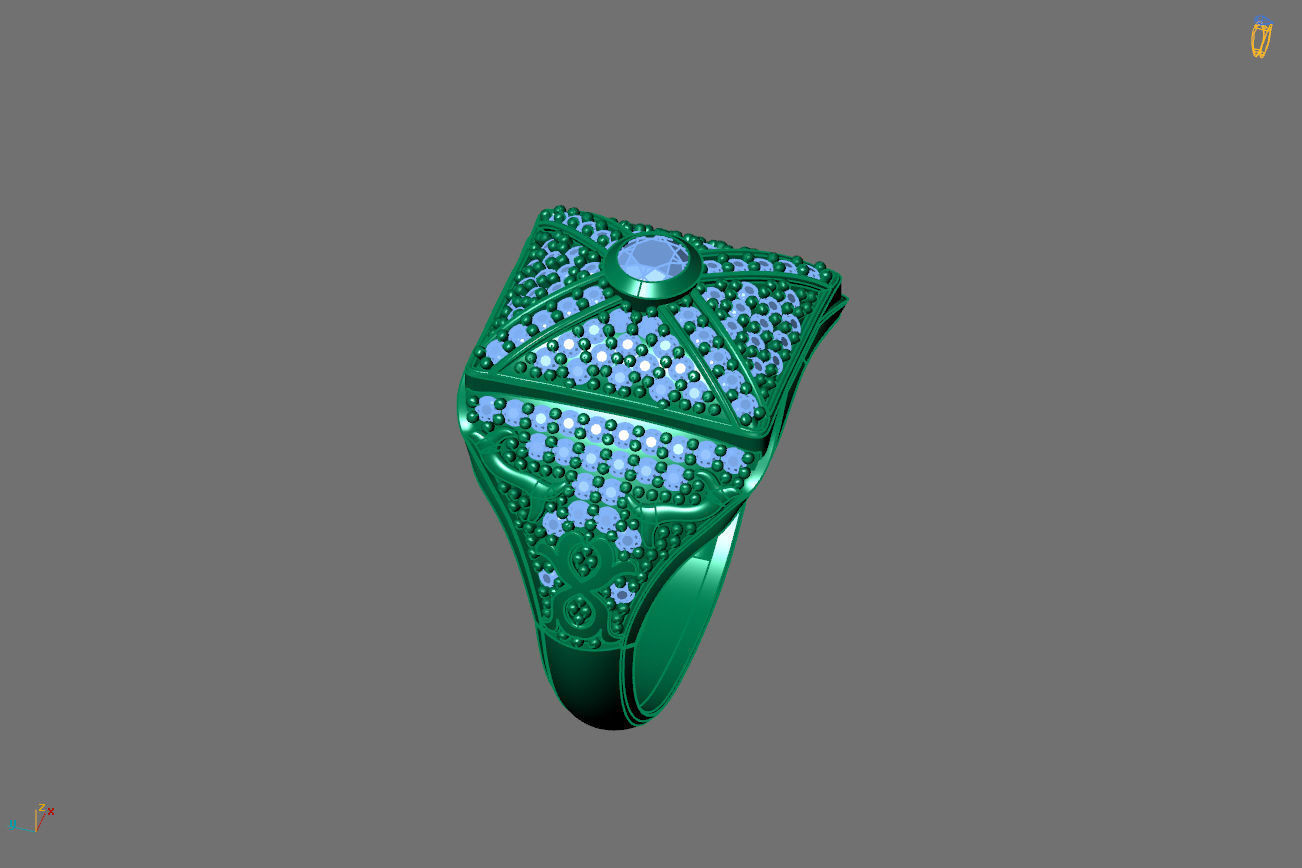 Gents Rings Diamond Men Ring STL 3DM 3D ready print model 3D print model_3