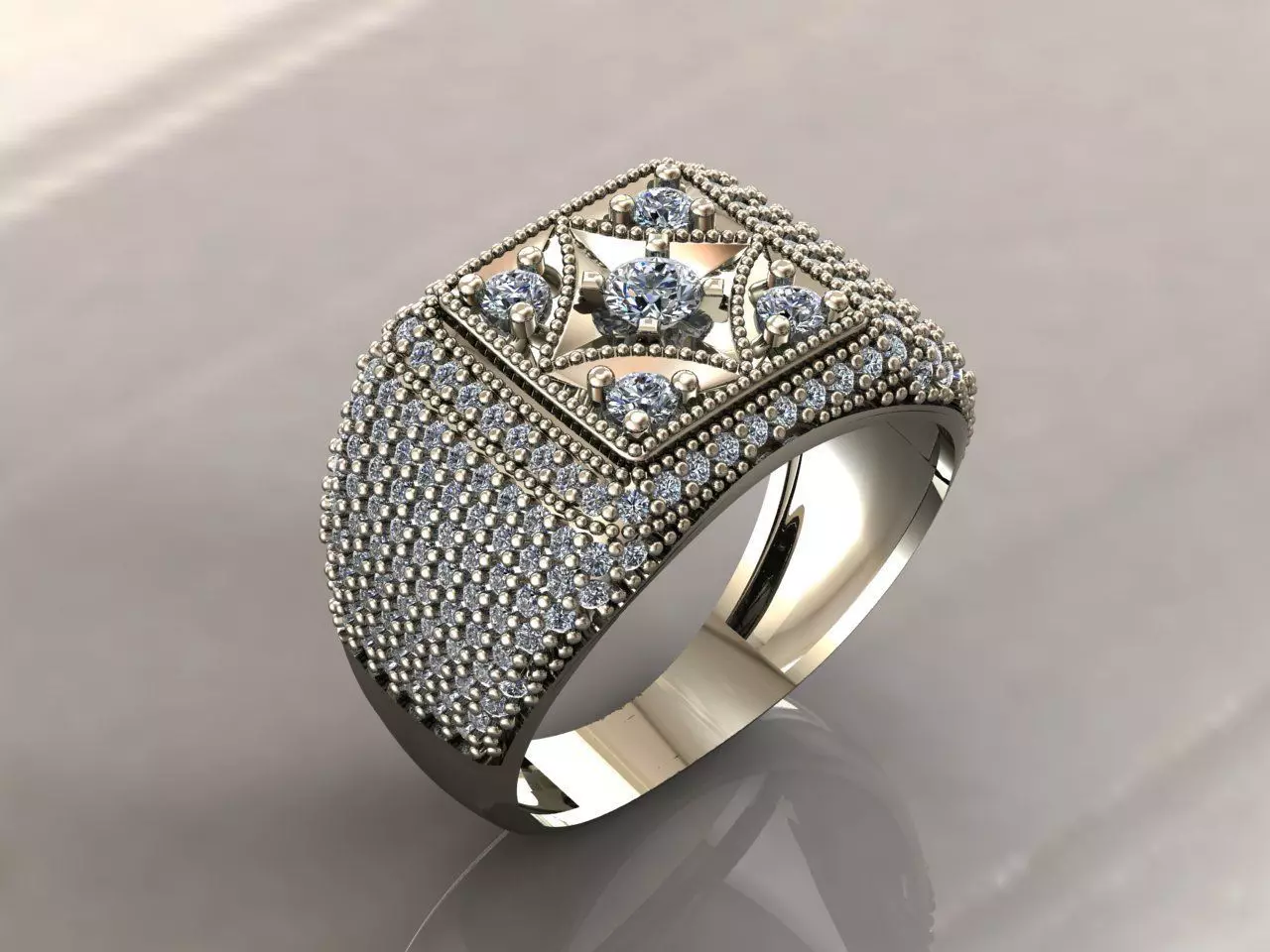 Gents Rings Diamond Men Ring STL 3DM 3D ready print model 3D print model