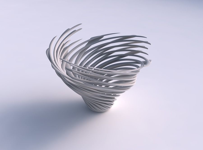 Bowl with twisted muscle structure very twisted wavy