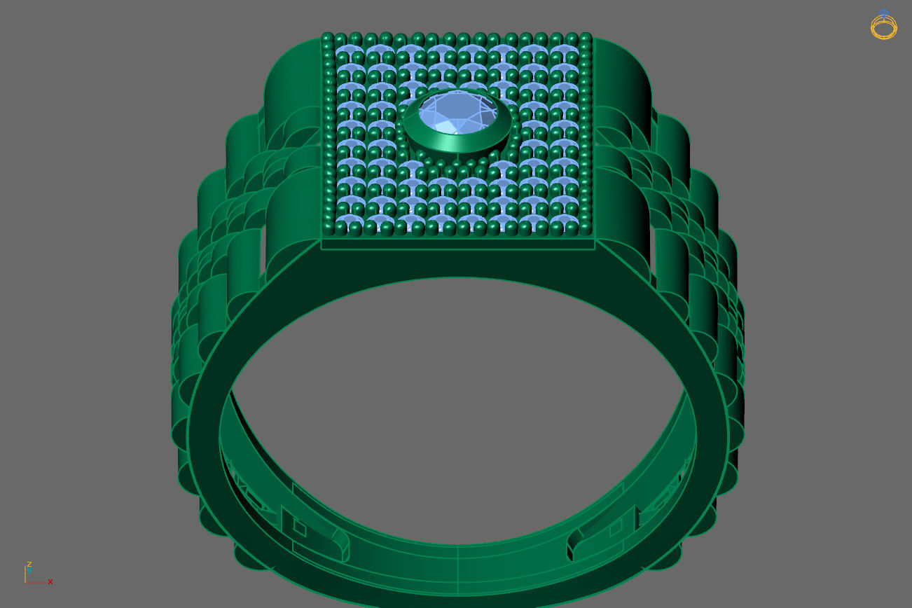 Gents Rings Diamond Men Ring STL 3DM 3D ready print model 3D print model_4