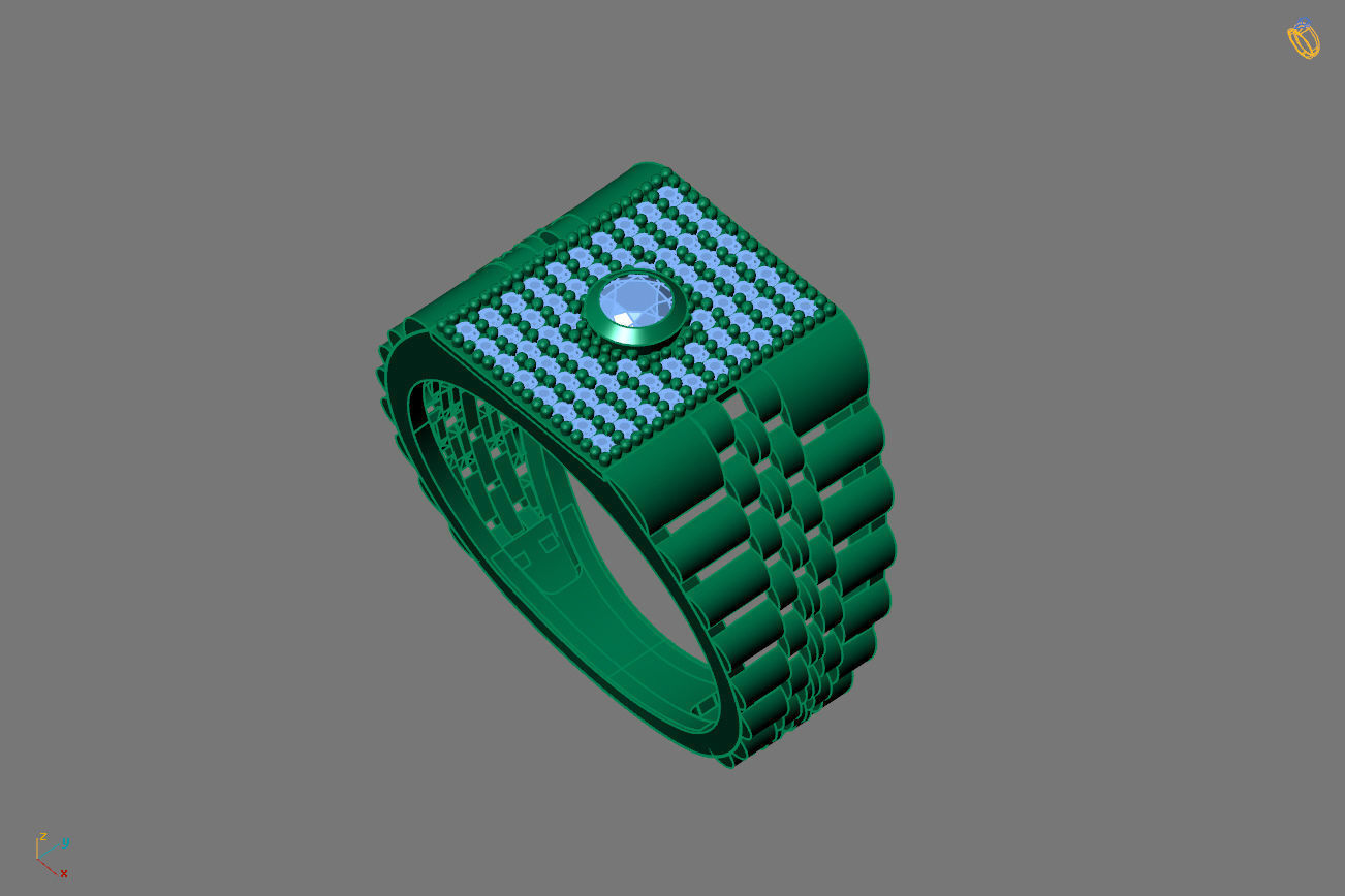 Gents Rings Diamond Men Ring STL 3DM 3D ready print model 3D print model_2