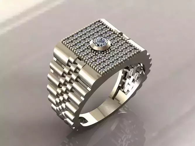 Gents Rings Diamond Men Ring STL 3DM 3D ready print model
