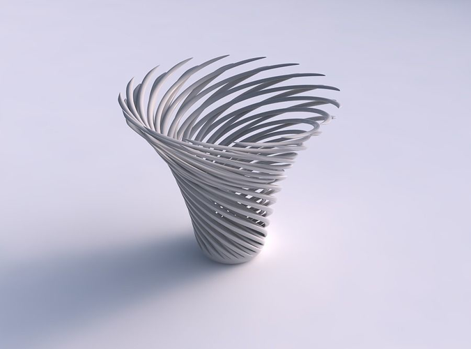 Bowl with twisted muscle structure very twisted and tapered