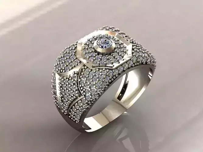 Gents Rings Diamond Men Ring STL 3DM 3D ready print model